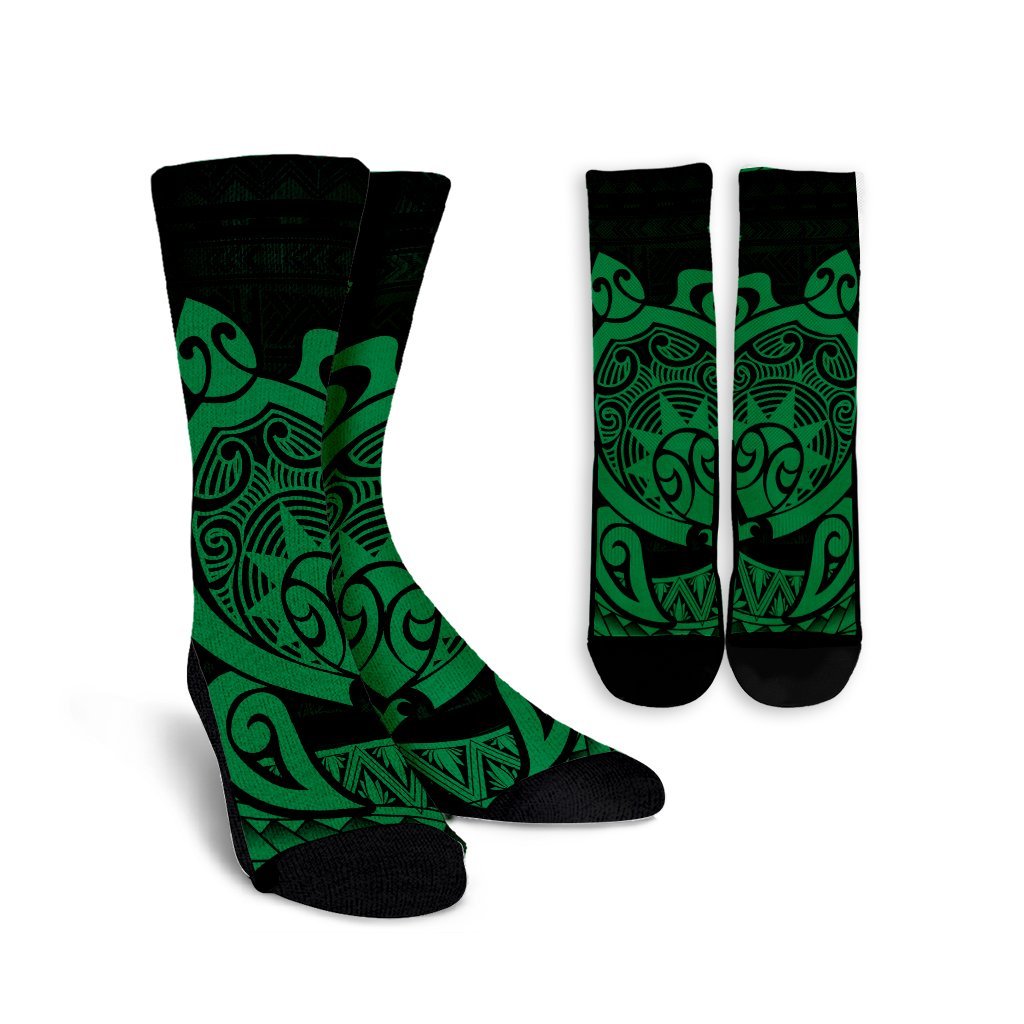 Hawaii Polynesian Turtle Crew Socks - Green - AH Crew Socks White - Polynesian Pride