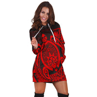 Hawaii Polynesian Turtle Hoodie Dress - Red - AH - Polynesian Pride