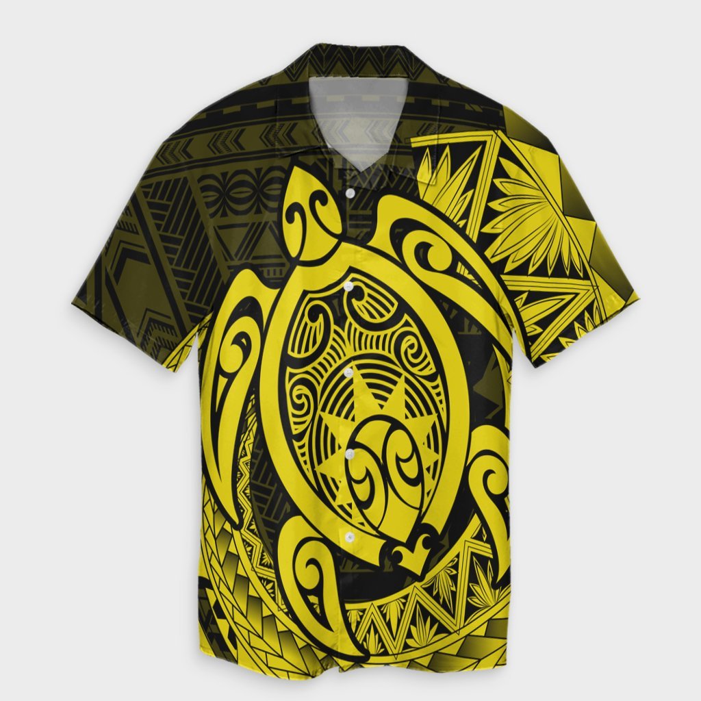 Hawaii Polynesian Turtle Hawaiian Shirt - Yellow - AH Unisex Black - Polynesian Pride