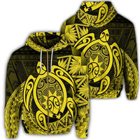 Hawaii Polynesian Turtle Zip Hoodie Yellow Unisex Art - Polynesian Pride
