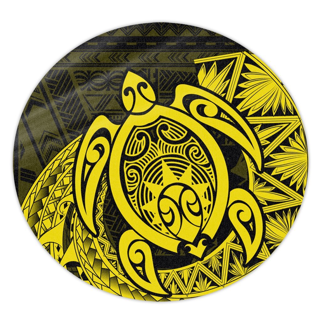 Hawaii Polynesian Turtle Round Carpet - Yellow - AH Round Carpet Luxurious Plush - Polynesian Pride