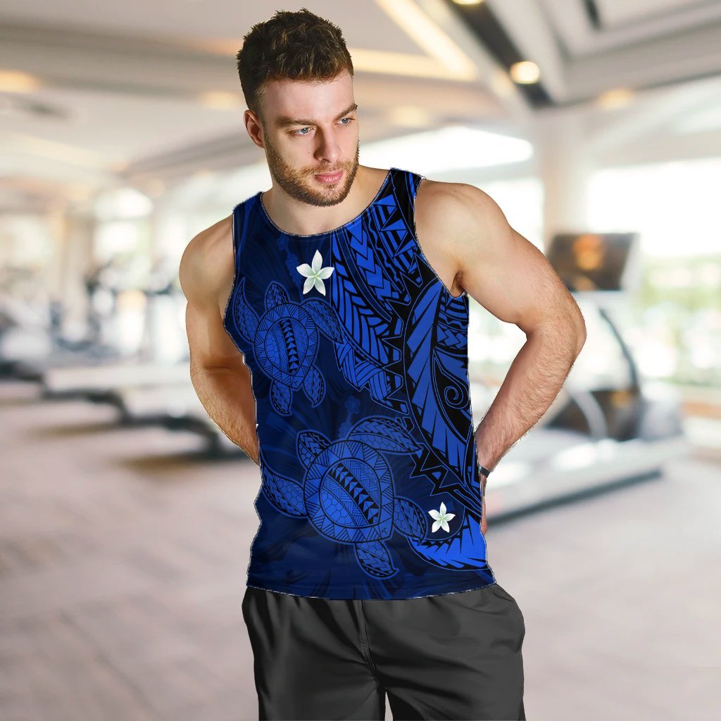 Hawaii Polynesian Turtle Hibiscus Tank Top - Blue - AH - Polynesian Pride