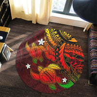 Hawaii Polynesian Turtle Hibiscus Round Carpet - Color Flag - AH - Polynesian Pride