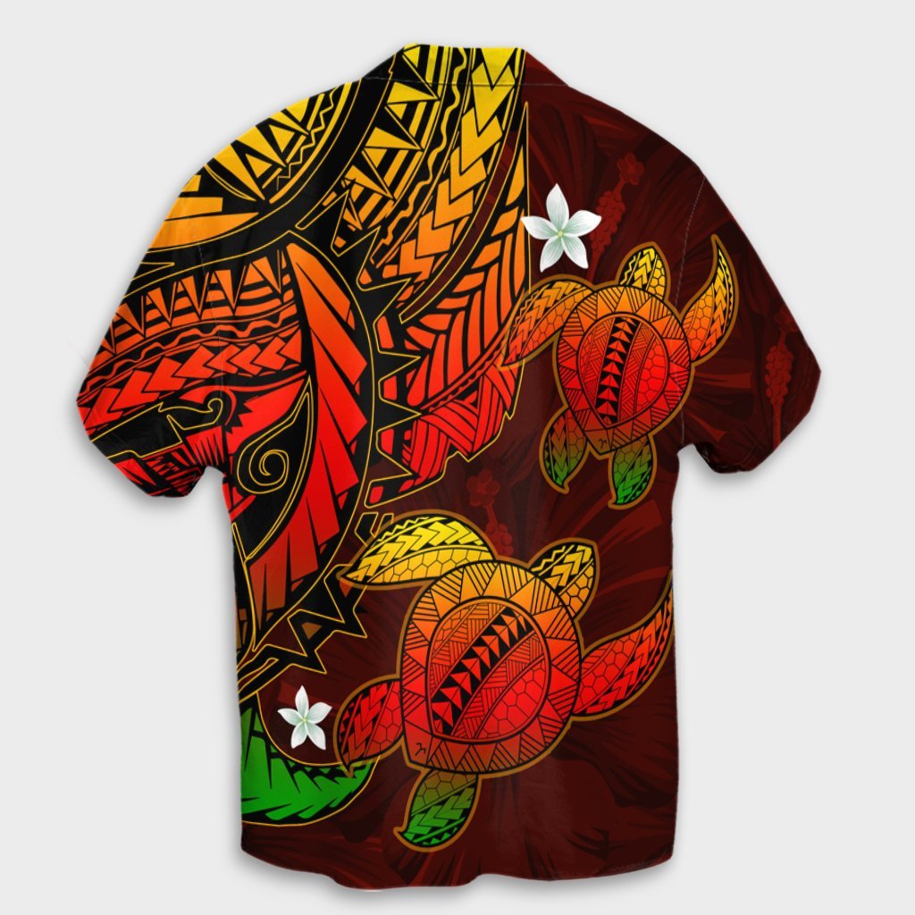 Hawaii Polynesian Turtle Hibiscus Hawaiian Shirt - Color Flag - AH - Polynesian Pride