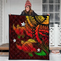 Hawaii Polynesian Turtle Hibiscus Premium Quilts - Color Flag - AH - Polynesian Pride