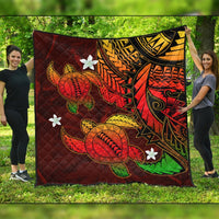 Hawaii Polynesian Turtle Hibiscus Premium Quilts - Color Flag - AH Black - Polynesian Pride