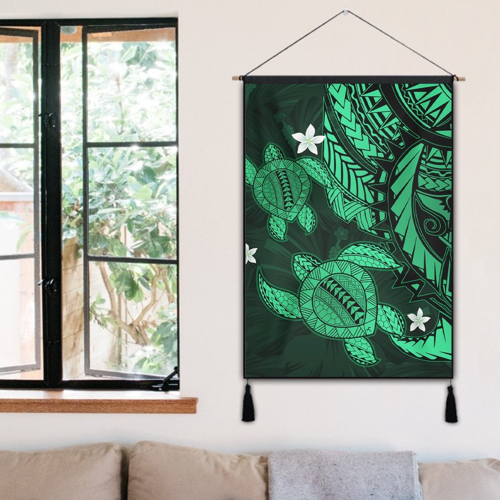 Hawaii Polynesian Turtle Hibiscus Hanging Poster - Green - AH - Polynesian Pride