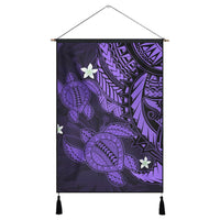 Hawaii Polynesian Turtle Hibiscus Hanging Poster - Purple - AH Hanging Poster Cotton And Linen - Polynesian Pride