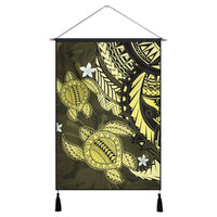 Hawaii Polynesian Turtle Hibiscus Hanging Poster - Yelow - AH Hanging Poster Cotton And Linen - Polynesian Pride
