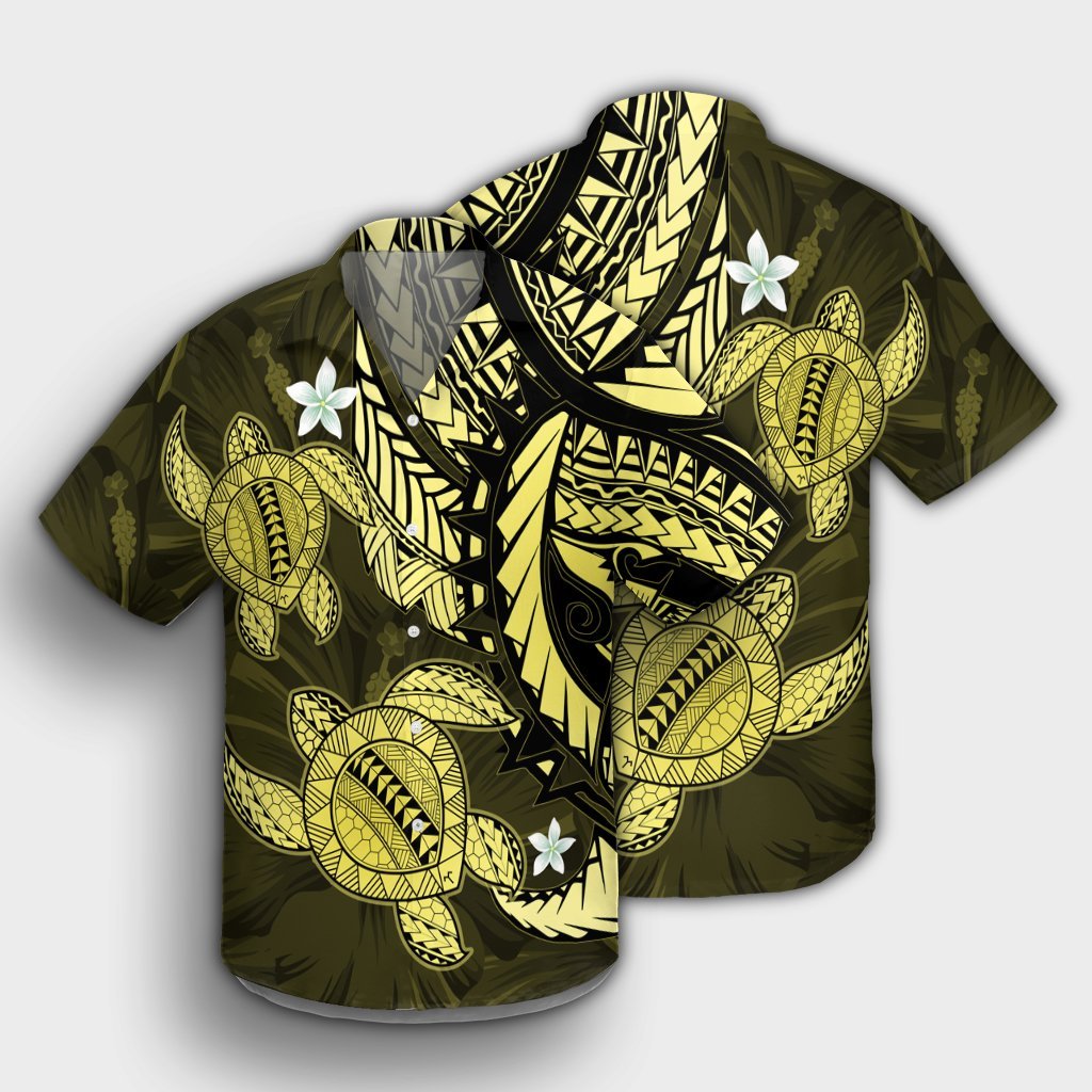 Hawaii Polynesian Turtle Hibiscus Hawaiian Shirt - Yelow - AH - Polynesian Pride