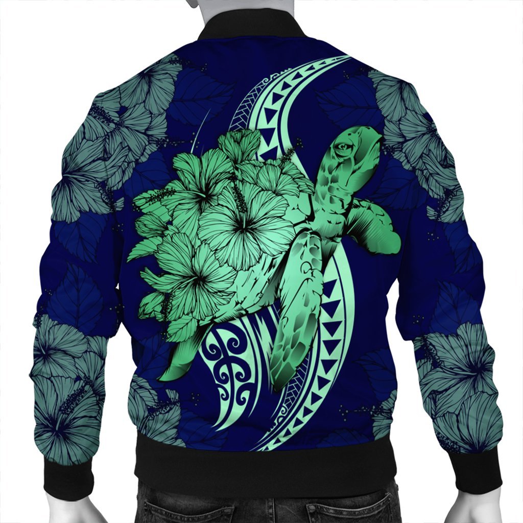 Hawaii Polynesian Turtle Hibiscus Bomber Jacket1 - AH - Polynesian Pride