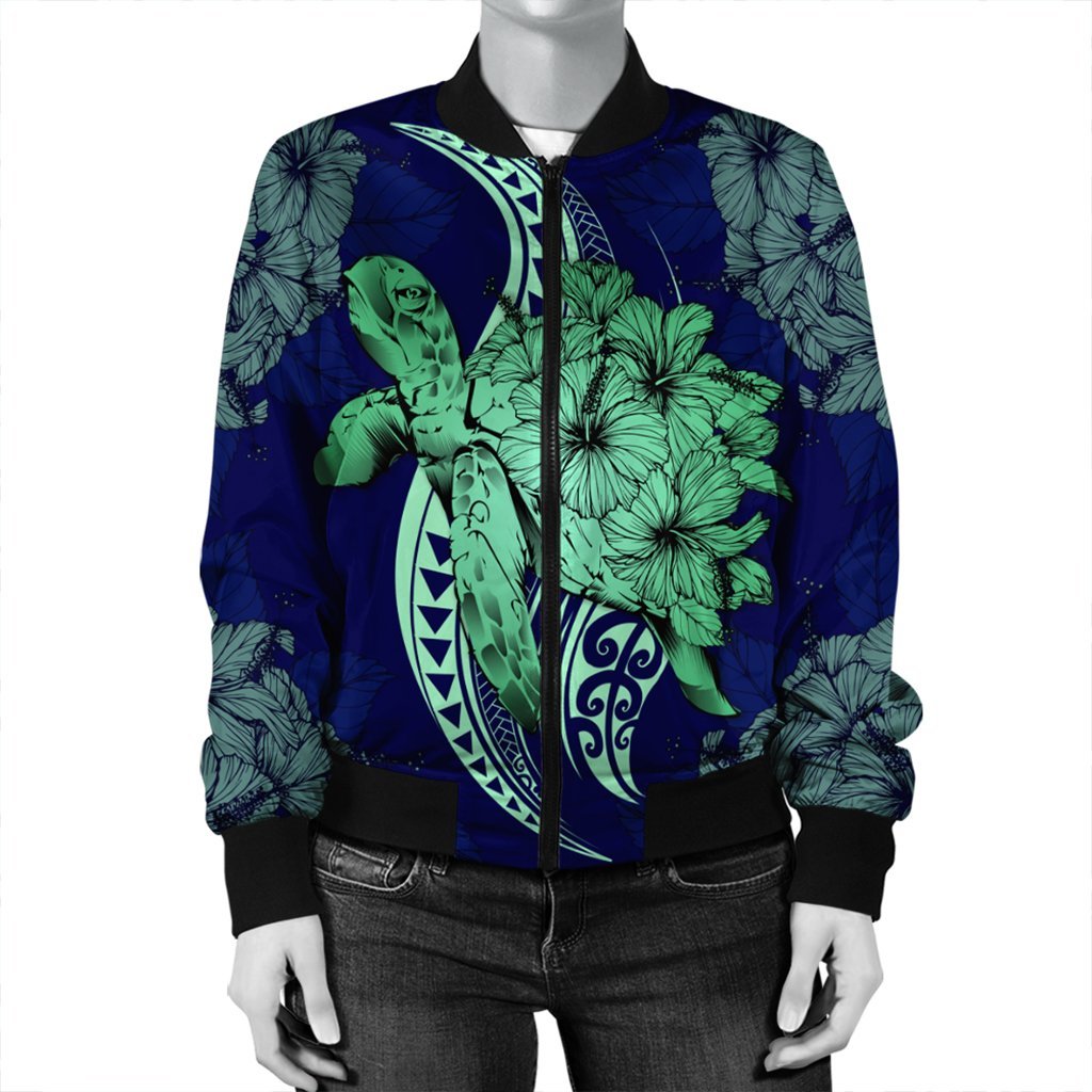 Hawaii Polynesian Turtle Hibiscus Bomber Jacket1 - AH - Polynesian Pride