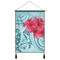 Hawaii Polynesian Turtle Hibiscus Blue Hanging Poster - Bless Style - AH Hanging Poster Cotton And Linen - Polynesian Pride