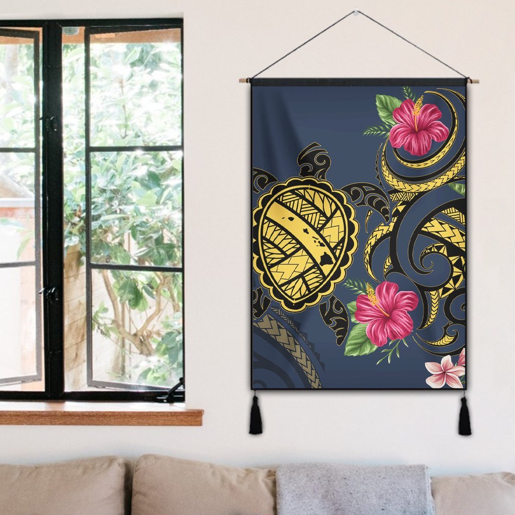 Hawaii Polynesian Turtle Hibiscus Plumeria Hanging Poster - Nane Style - AH - Polynesian Pride
