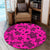 Hawaii Polynesian Turtle Palm And Sea Pebbles Pink Round Carpet - AH Round Carpet Luxurious Plush - Polynesian Pride