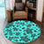 Hawaii Polynesian Turtle Palm And Sea Pebbles Turquoise Round Carpet - AH Round Carpet Luxurious Plush - Polynesian Pride