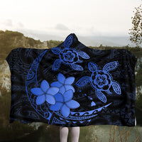 Hawaii Polynesian Turtle Plumeria Hooded Blanket - Pog Style Blue - AH - Polynesian Pride