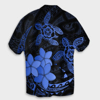 Hawaii Polynesian Turtle Plumeria Hawaiian Shirt - Pog Style Blue - AH - Polynesian Pride