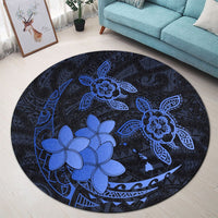 Hawaii Polynesian Turtle Plumeria Round Carpet - Pog Style Blue - AH - Polynesian Pride