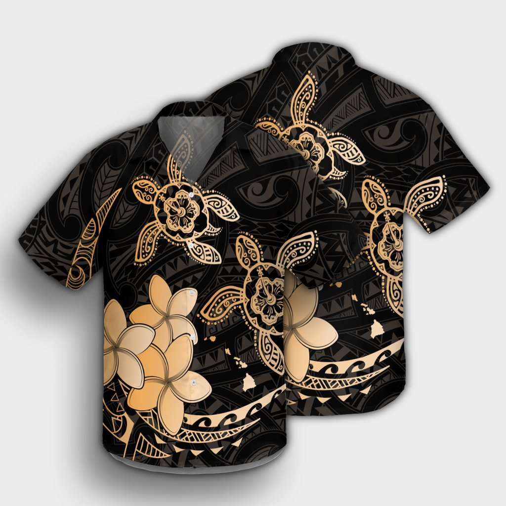 Hawaii Polynesian Turtle Plumeria Hawaiian Shirt - Pog Style Gold - AH - Polynesian Pride