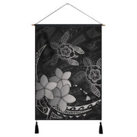 Hawaii Polynesian Turtle Plumeria Hanging Poster - Pog Style Gray - AH Hanging Poster Cotton And Linen - Polynesian Pride