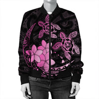 Hawaii Polynesian Turtle Plumeria Bomber Jacket - Pog Style Pink - AH - Polynesian Pride