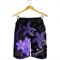 Hawaii Polynesian Turtle Plumeria Men's Shorts - Pog Style Purple - AH - Polynesian Pride