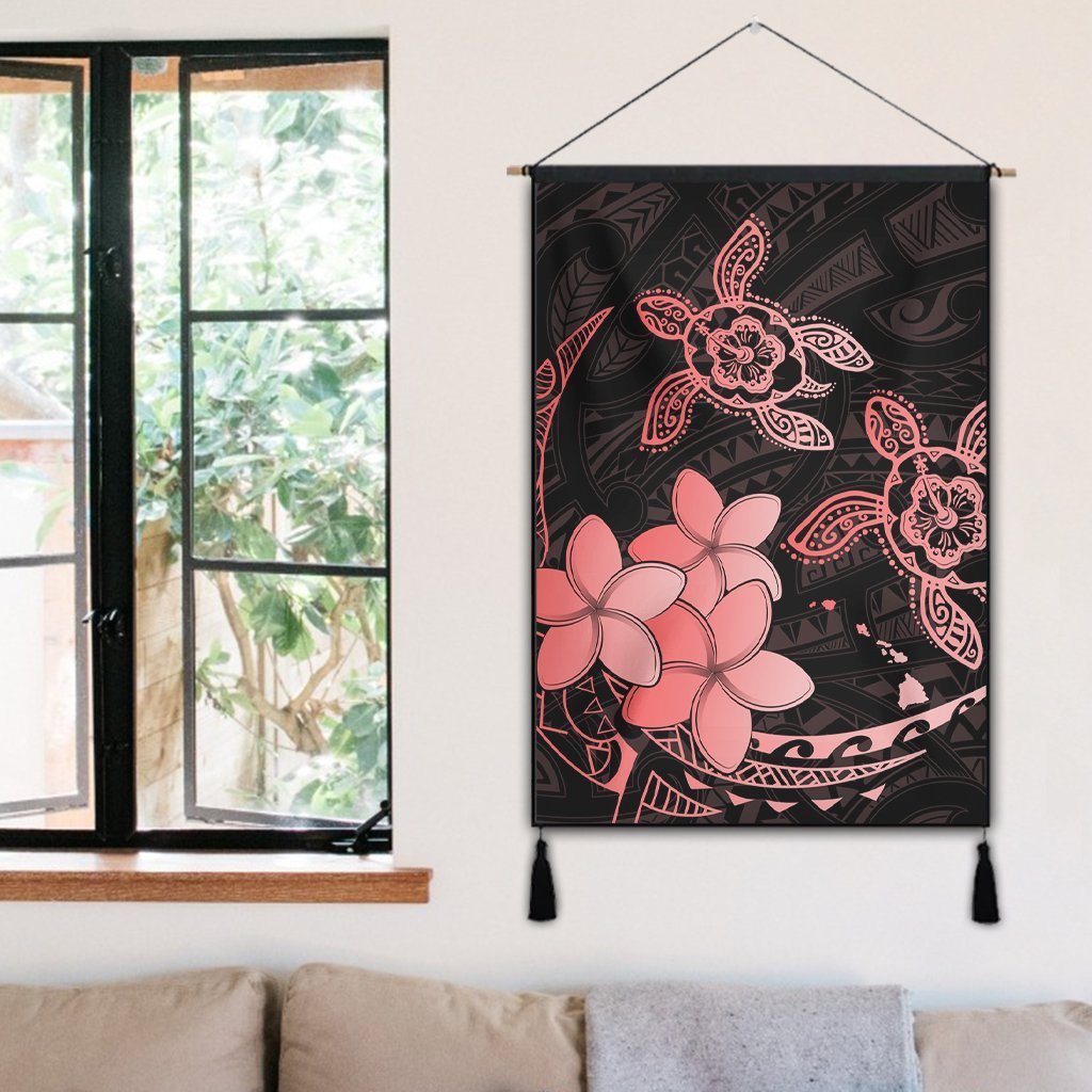 Hawaii Polynesian Turtle Plumeria Hanging Poster - Pog Style Red - AH - Polynesian Pride