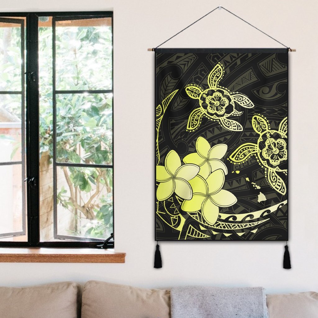 Hawaii Polynesian Turtle Plumeria Hanging Poster - Pog Style Yellow - AH - Polynesian Pride
