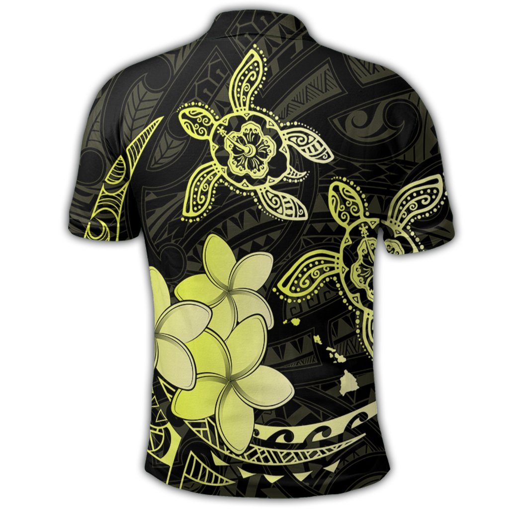 Hawaii Polynesian Turtle Plumeria Polo Shirt Pog Style Yellow - Polynesian Pride