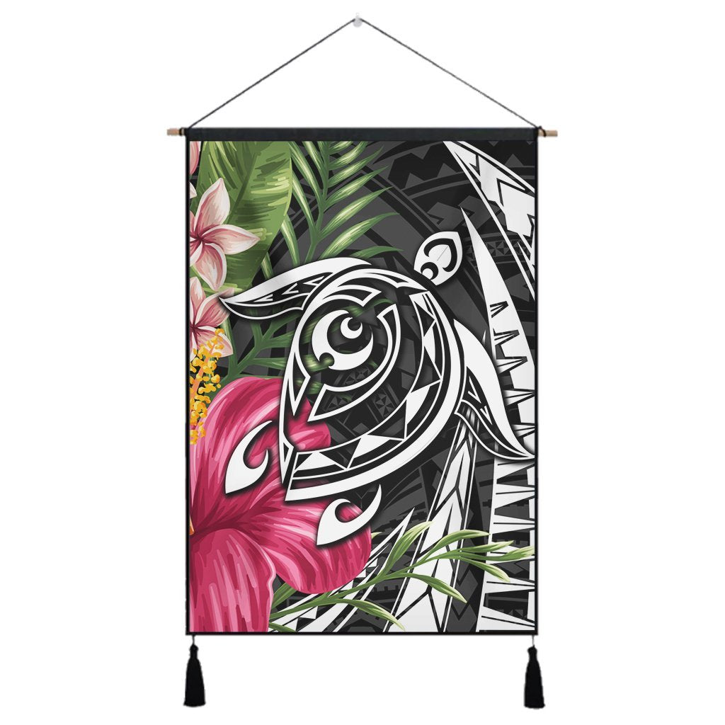 Hawaii Polynesian Turtle Tropical Hibiscus Plumeria Hanging Poster - AH Hanging Poster Cotton And Linen - Polynesian Pride