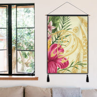 Hawaii Polynesian Turtle Tropical Hibiscus Plumeria Hanging Poster - Beige - AH - Polynesian Pride