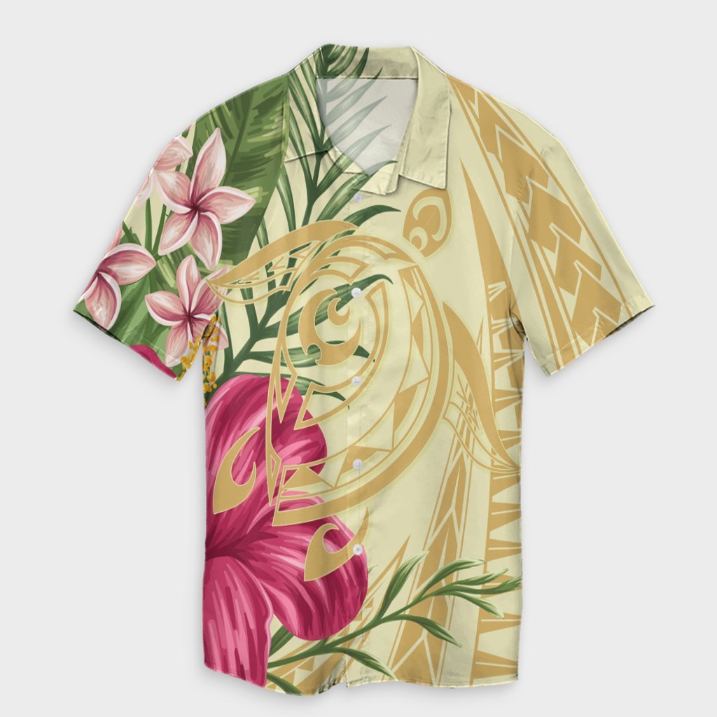 Hawaii Polynesian Turtle Tropical Hibiscus Plumeria Hawaiian Shirt - Beige - AH Unisex Black - Polynesian Pride