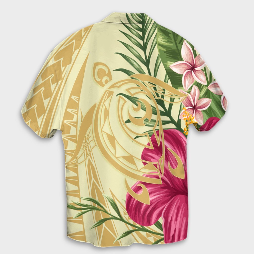 Hawaii Polynesian Turtle Tropical Hibiscus Plumeria Hawaiian Shirt - Beige - AH - Polynesian Pride
