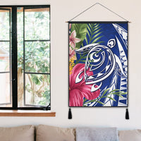 Hawaii Polynesian Turtle Tropical Hibiscus Plumeria Hanging Poster - Blue - AH - Polynesian Pride