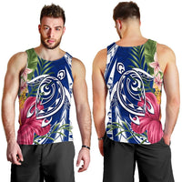 Hawaii Polynesian Turtle Tropical Hibiscus Plumeria Tank Top - Blue - AH - Polynesian Pride