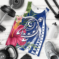 Hawaii Polynesian Turtle Tropical Hibiscus Plumeria Tank Top - Blue - AH - Polynesian Pride