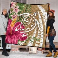 Hawaii Polynesian Turtle Tropical Hibiscus Plumeria Premium Quilts - Gold - AH - Polynesian Pride