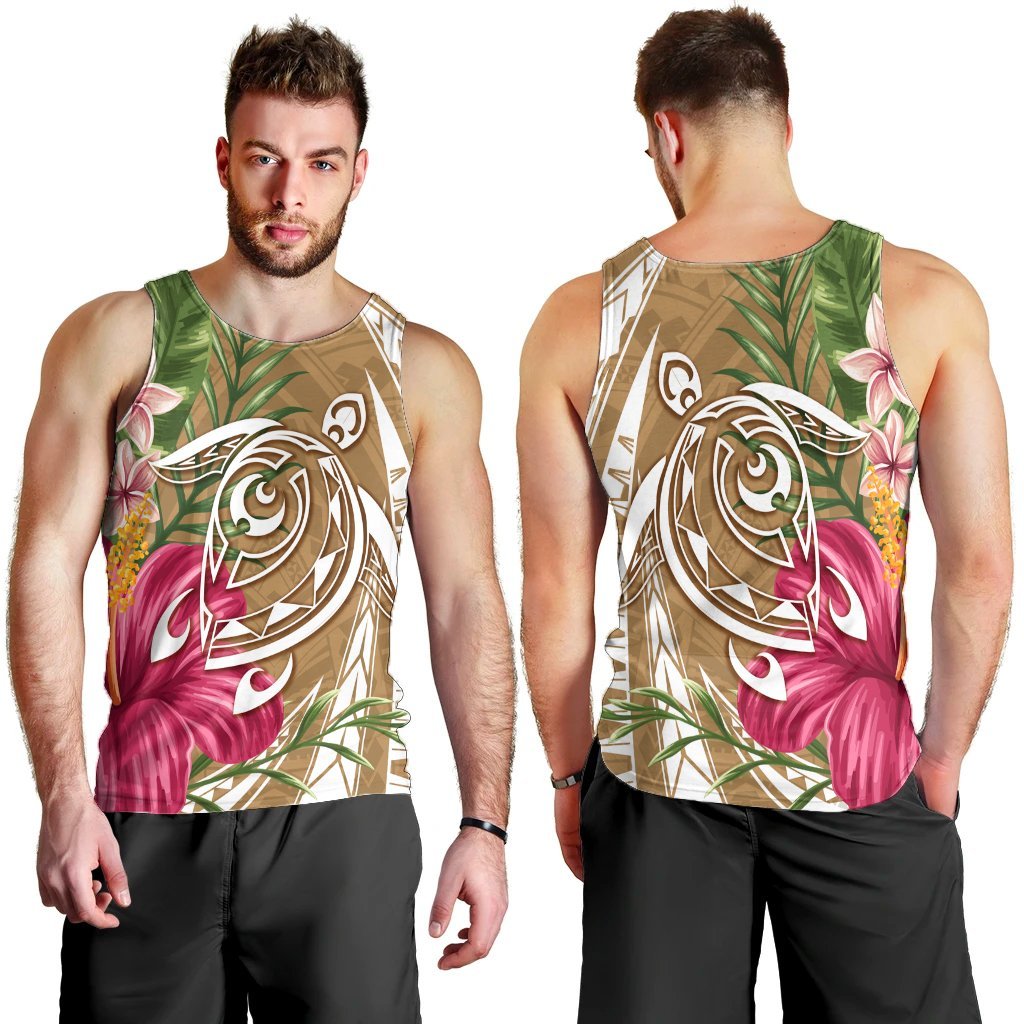 Hawaii Polynesian Turtle Tropical Hibiscus Plumeria Tank Top - Gold - AH - Polynesian Pride