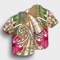 Hawaii Polynesian Turtle Tropical Hibiscus Plumeria Hawaiian Shirt - Gold - AH - Polynesian Pride