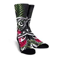 Hawaii Polynesian Turtle Tropical Hibiscus Plumeria Crew Socks - Gray - AH - Polynesian Pride