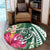 Hawaii Polynesian Turtle Tropical Hibiscus Plumeria Round Carpet - Green - AH - Polynesian Pride