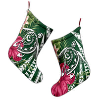 Hawaii Polynesian Turtle Tropical Hibiscus Plumeria Christmas Stocking - Green - AH - Polynesian Pride
