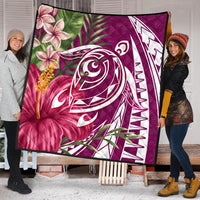 Hawaii Polynesian Turtle Tropical Hibiscus Plumeria Premium Quilts - Pink - AH - Polynesian Pride