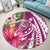 Hawaii Polynesian Turtle Tropical Hibiscus Plumeria Round Carpet - Pink - AH - Polynesian Pride