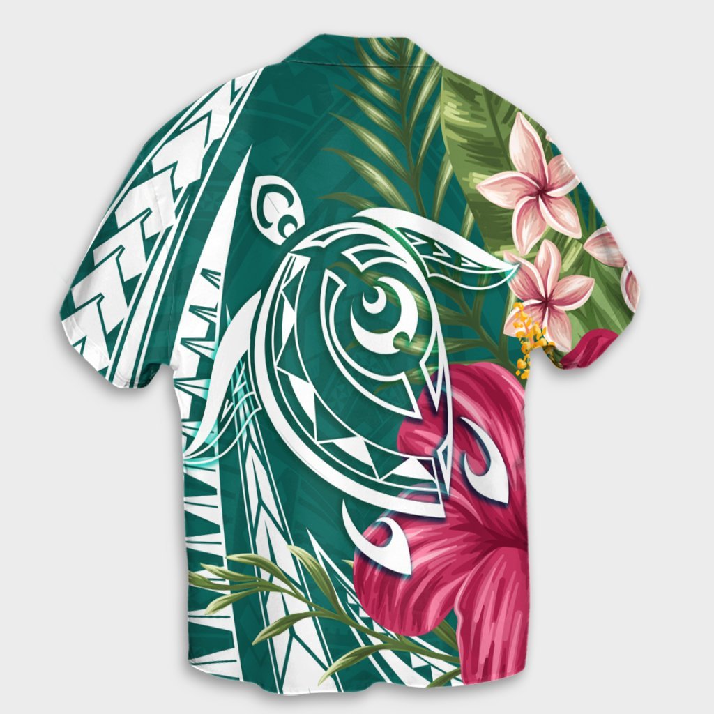 Hawaii Polynesian Turtle Tropical Hibiscus Plumeria Hawaiian Shirt - Turquoise - AH - Polynesian Pride