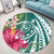 Hawaii Polynesian Turtle Tropical Hibiscus Plumeria Round Carpet - Turquoise - AH - Polynesian Pride