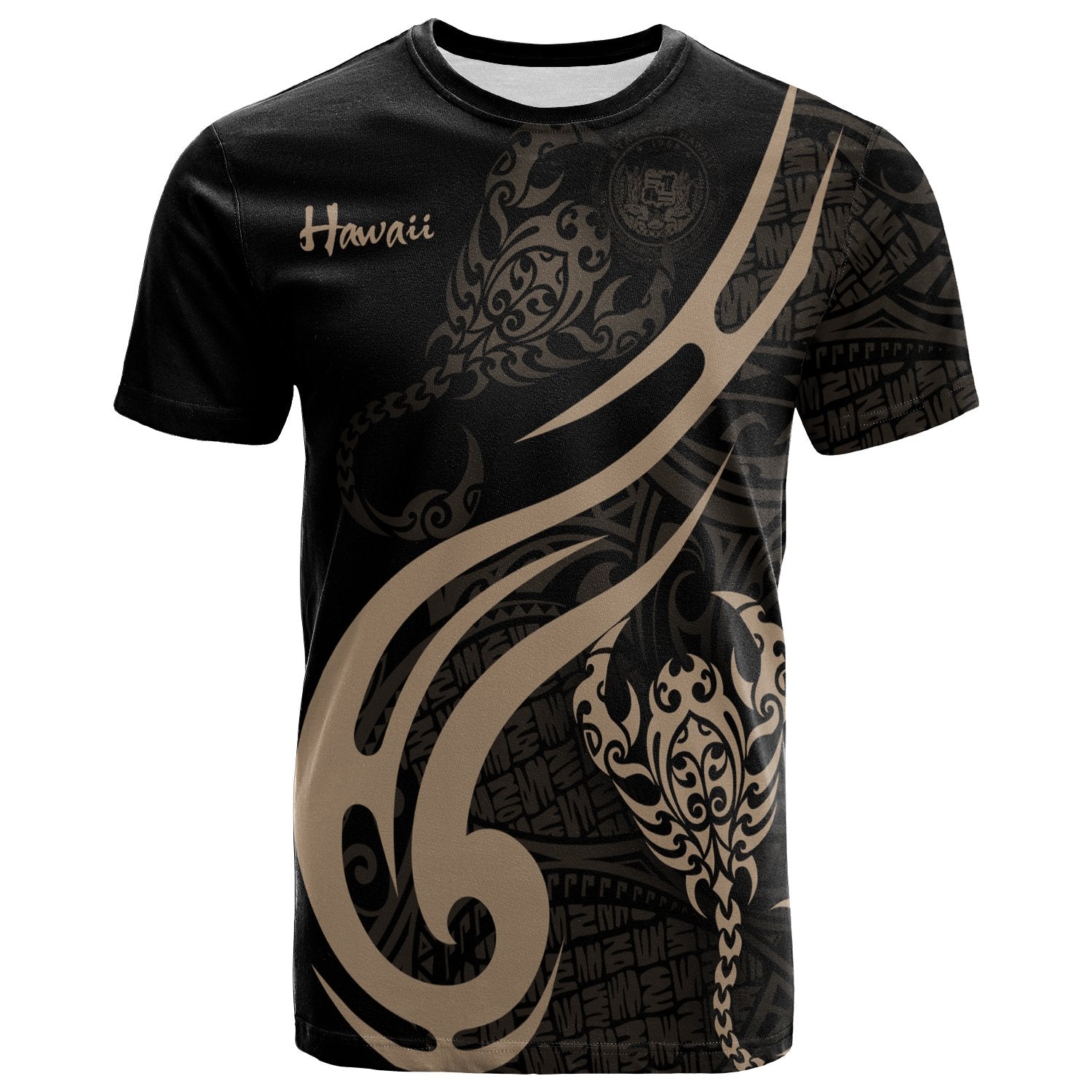 Hawaii T Shirt Scorpio Tribal Pattern Style Gold Unisex Art - Polynesian Pride