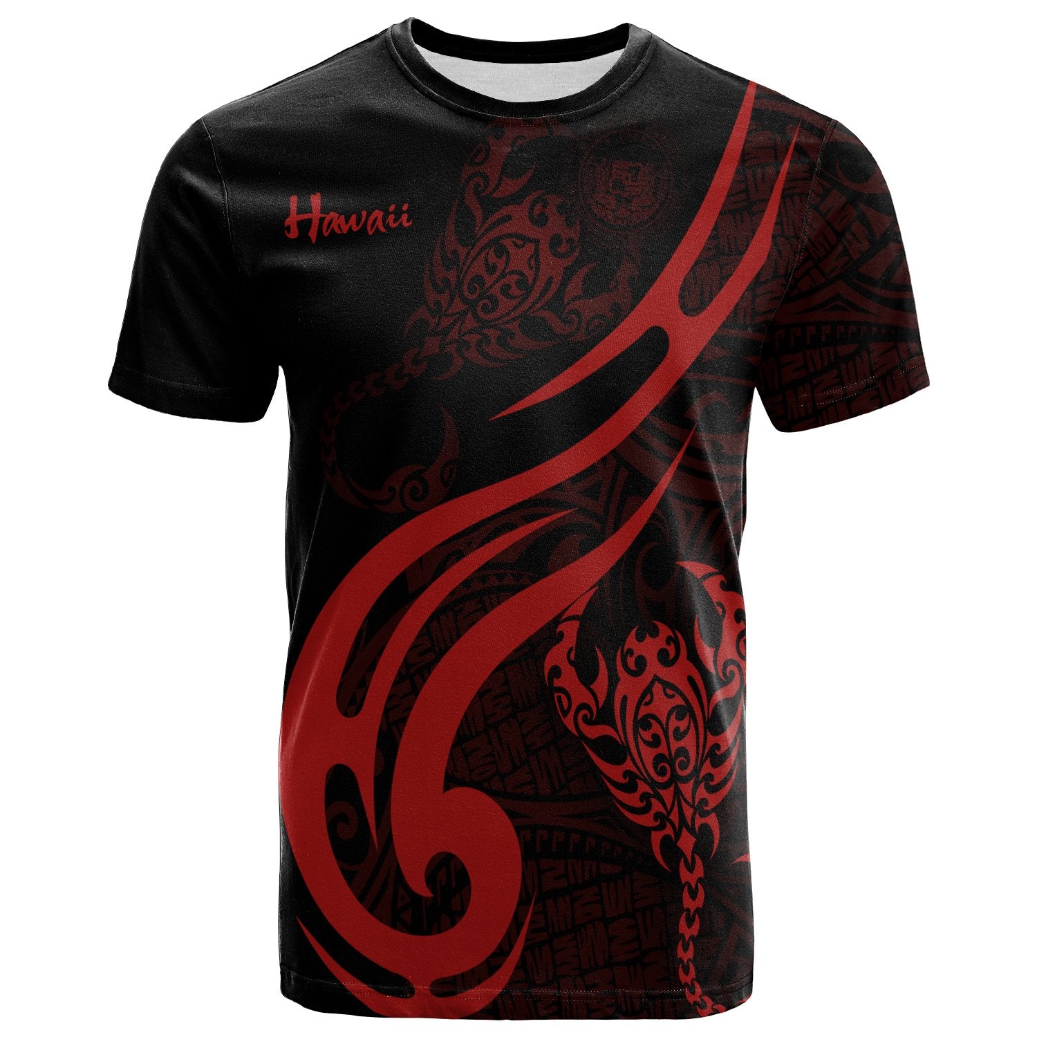 Hawaii T Shirt Scorpio Tribal Pattern Style Red Unisex Red - Polynesian Pride