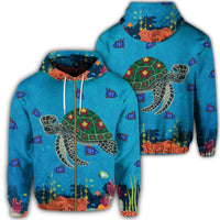 Hawaii Sea Cartoon Zip Hoodie Unisex Art - Polynesian Pride